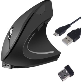 TUCANO MOUSE VERTICALE ERGONOMICO WIRELESS RICARICABILE,6 TASTI, NERO