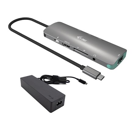 I-TEC USB-C METAL NANO DOCKING STATION 4K HDMI LAN WITH POWER DELIVERY 100 W + CHARGER 100W