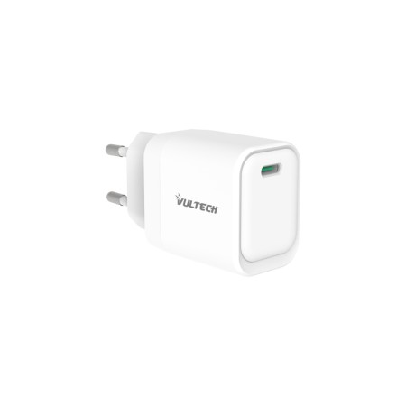 VULTECH CARICATORE ADATTATORE UNIVERSALE, 1 X TYPE-C PD30W GAN PPS 33W, BIANCO COMPATTO