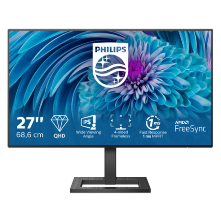 PHILIPS MONITOR 27" LED IPS QHD 16:9 1MS 75HZ, 350 CDM, DP/HDMI, REG ALTEZZA, MULTIMEDIALE