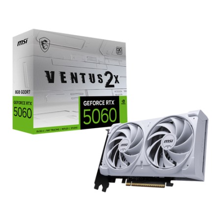 MSI VGA GEFORCE RTX 5060, RTX 5060 8G VENTUS 2X OC WHITE, 8GB GDDR7, HDMI/DP*3, ATX, DUAL FAN, OC, B