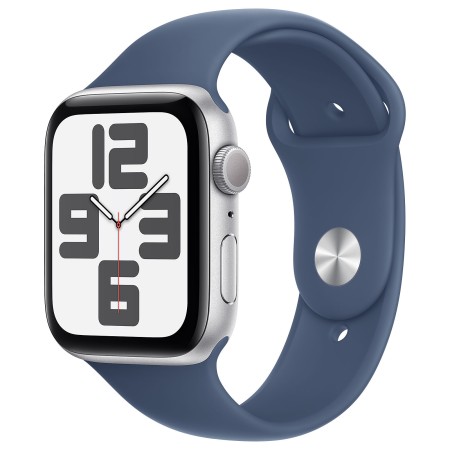 APPLE WATCH SE GPS 44MM SILVER ALUMINIUM CASE WITH DENIM SPORT BAND - S/M