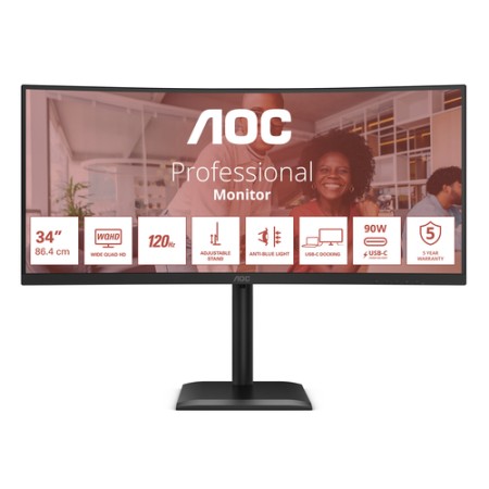 AOC MONITOR CURVO 34 LED VA UWQHD 21:9 4MS 120hz 350 CDM, REG ALTEZZA, USB-C, DP/HDMI, MULTIM