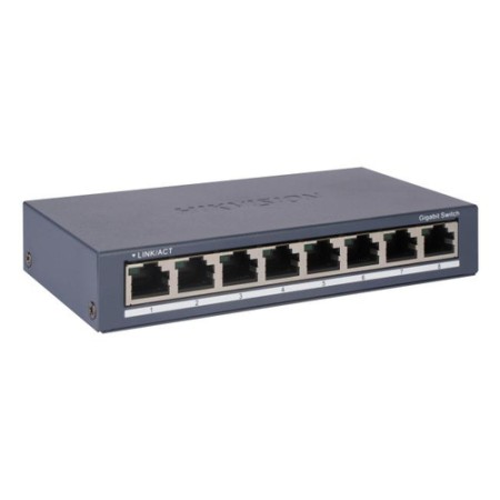 HIKVISION SWITCH 8 PORTE GIGABIT RJ45 PORTS, DESKTOP STEEL CASE UNMANAGED SWITCH