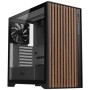 CASE WOODY W2B GAMING  TOWER  ATX 4x14CM BLACK fAN 2xUSB3 TYPE-C WOOD FRONT DARKER TEMP GLASS SIDE