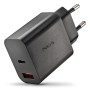 NGS ERA 30W BLACK: CARICATORE GaN DA PARETE UNIVERSALE DA 30W con 2 porte: USB-C + USB-A