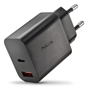 NGS ERA 30W BLACK: CARICATORE GaN DA PARETE UNIVERSALE DA 30W con 2 porte: USB-C + USB-A