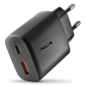 NGS ERA 45W BLACK: CARICATORE GaN DA PARETE UNIVERSALE DA 45W con 2 porte: USB-C + USB-A