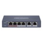 SWITCH HIKVISION SMART MANAGED HI-POE 10/100 L2, 4 10/100M RJ45 POE PORTS, 2 10/100M RJ45 PORT, 802.
