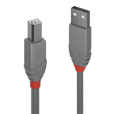 LINDY CAVO USB ANTHRA LINE 2.0 TIPO A MASCHIO A B MASCHIO 3MT DOPPIA SCHERMATURA GUSCIO IN PVC GRIGIO 10 ANNI DI GARANZIA