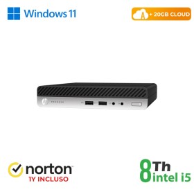 RINOVO Ultra Mini PC DM HP REFURBISHED  400 G4 i5-8X00T SODDR4 8GB SSD 256GB W11P CLOUD20GB Grade A