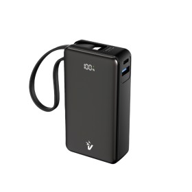 VULTECH POWERBANK CON SCHERMO LCD 10000 MAH USB E TYPE C QUICKCHARGE 35W PPS NERO, CAVO INTEGRATO