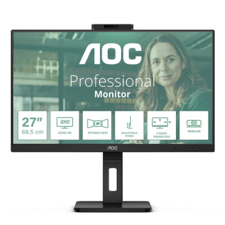 AOC MONITOR 27 LED IPS QHD 16:9 4MS 350 CDM, WEBCAM, PIVOT, DP/2HDMI, MULTIMEDIALE, SCAT APERTA