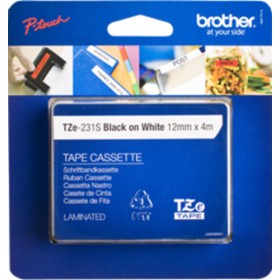 BROTHER NASTRO LAMINATO H12MM NERO SU BIANCO 4 M LUNGHEZZA