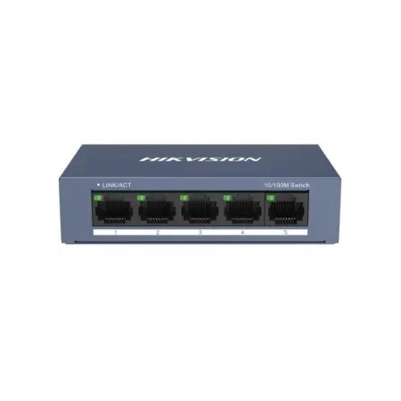 SWITCH HIKVISION 10/100 CASE METALLICO - SOHO 5 10/100M RJ45 PORTS, DESKTOP STEEL CASE UNMANAGED