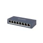HIKVISION SWITCH 8 PORT GIGABIT UNMANAGED SWITCH 8  GIGABIT RJ45 PORTS, DESKTOP STEEL CASE UNMANAGED