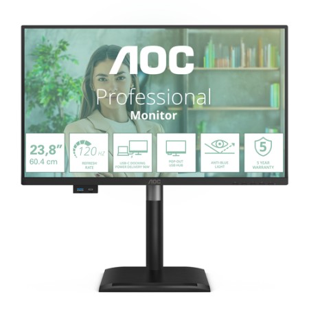 AOC MONITOR 23,8 LED IPS FHD 16:9 120Hz, REG ALTEZZA, USB-C
