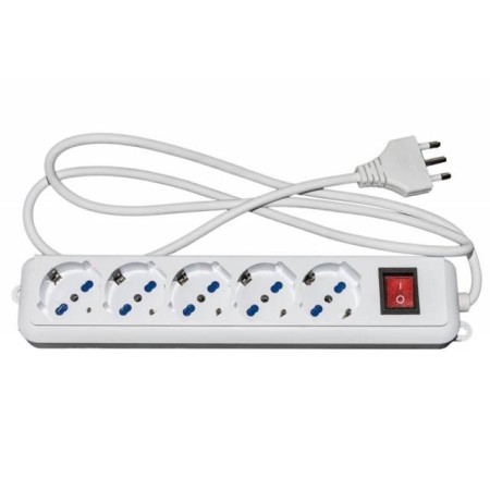 LINK MULTIPRESA 5 PRESE UNIVERSALI ITA/SCHUKO 10/16 A - SPINA 16 A CON INTERRUTTORE BIANCO