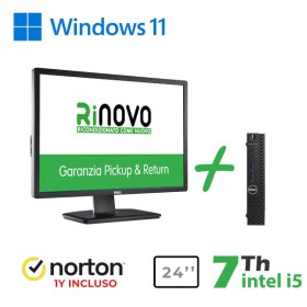 RINOVO DELL MINI PC REFURBISHED 3050-7050M I5-7X00 16GB SSD 512GB W11P+MONITOR DELL U2412M+NORTON