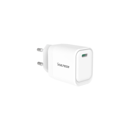 VULTECH CARICATORE ADATTATORE UNIVERSALE, 1 X TYPE-C, PD45 GAN PPS 45W, BIANCO COMPATTO