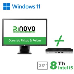 RINOVO ULTRA MINI PC DM HP 600-800 G4/G5 I5-8X00T 8GB 256SSD W11P + MONITOR HP RNE23I