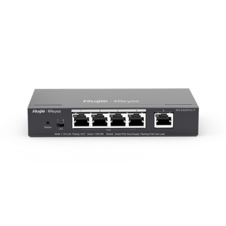 REYEE SMART SWITCH POE GIGABIT 5 P., 4 P. POE/POE+, POE POWER BUDGET 54W (CHASSIS METALLICO DESKTOP)