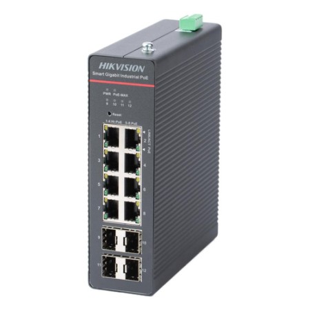 HIKVISION SWITCH INDUSTRIALE SMART MANAGED GIGABIT HI-POE 8 PORTS