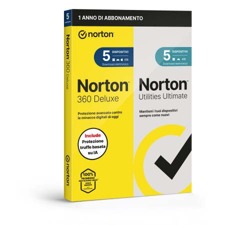 NORTON 360 DELUXE 2026 -ANTITRUFFA- 5 DISPOSITIVI 12 MESI 50GB + UTILITIES ULTIMATE - IT BOX