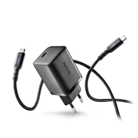 NGS BUD 65W-AS: Pack caricatore da parete GaN USB-C da 65W + cavo USB-C da 1,5 m + 8 connettori per