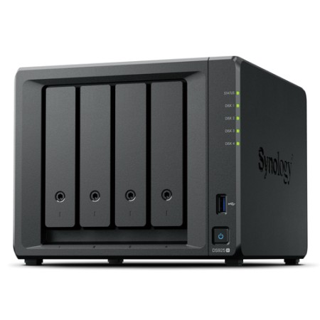 NAS SYNOLOGY DS925+ X 4HD/SSD 3.5"/2.5"SATA-NO HD-AMD RYZEN V1500B--DDR4 4GB-2P GIGA-2P USB-1P  compatibilit solo con i dischi 