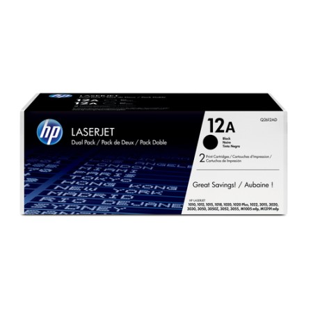 HP TONER NERO 12A Q2612A PER LJ 1010/1012/1015/1018/1020/1022 3015/3020 (CONF.2 PZ)