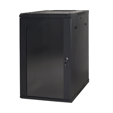 LINK ARMADIO RACK 19" 18 UNITA DA MURO (A)900 (L)600 X PROFONDITA 600 MM. COLORE NERO PORTA VETRO