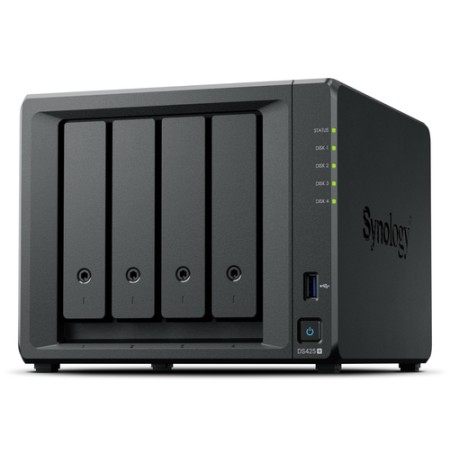 SYNOLOGY NAS TOWER 4X SATA, 2X NVME, MAX 40 CAM, CELERON J4125, 2GB RAM, 2.5GBE, USB 3.2,