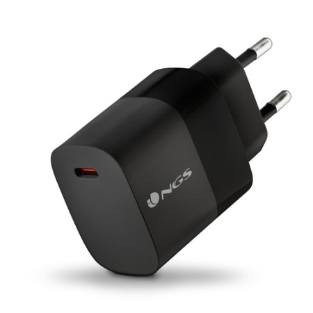 NGS CARICATORE DA PARETE ULTRAVELOCE DA 20W USB-C TYPE C, NERO